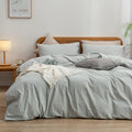 BESTOUCH Duvet Cover Set 100% Washed Cotton Linen Feel Super Soft Comfortable Chic Lightweight 2 PCs Home Bedding Set Solid Nort