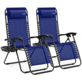 SereneLife Zero Gravity Chairs Set of 2 - Adjustable Outdoor Lounge Chairs with Side Tray, Cup Holders, Removable Pillows, Foldi