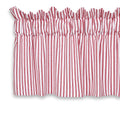 Cackleberry Home Red and White Ticking Stripe Valance Curtain Woven Cotton Lined 72 Inches W x 17 Inches L