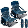 SUNNYFEEL Folding Low Camping Beach Chair 2 Pack, Portable Backpacking Chairs with Cup Holder,Carry Bag Compact & Heavy Duty for
