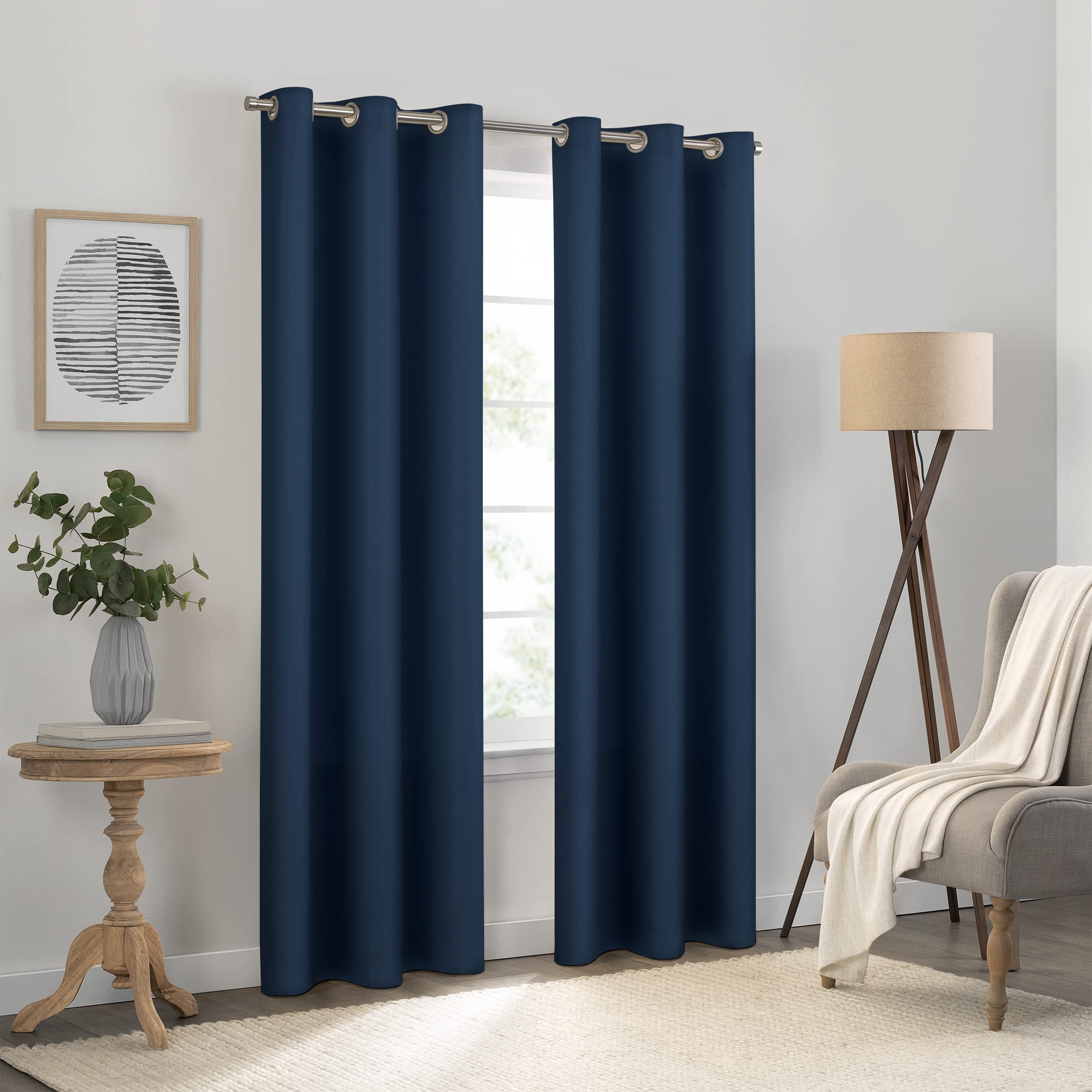 Eclipse Kendall Solid Textured Blackout Thermal Insulated Lining Grommet Window Curtain for Bedroom (1 Panel), 42 in x 84 in, De