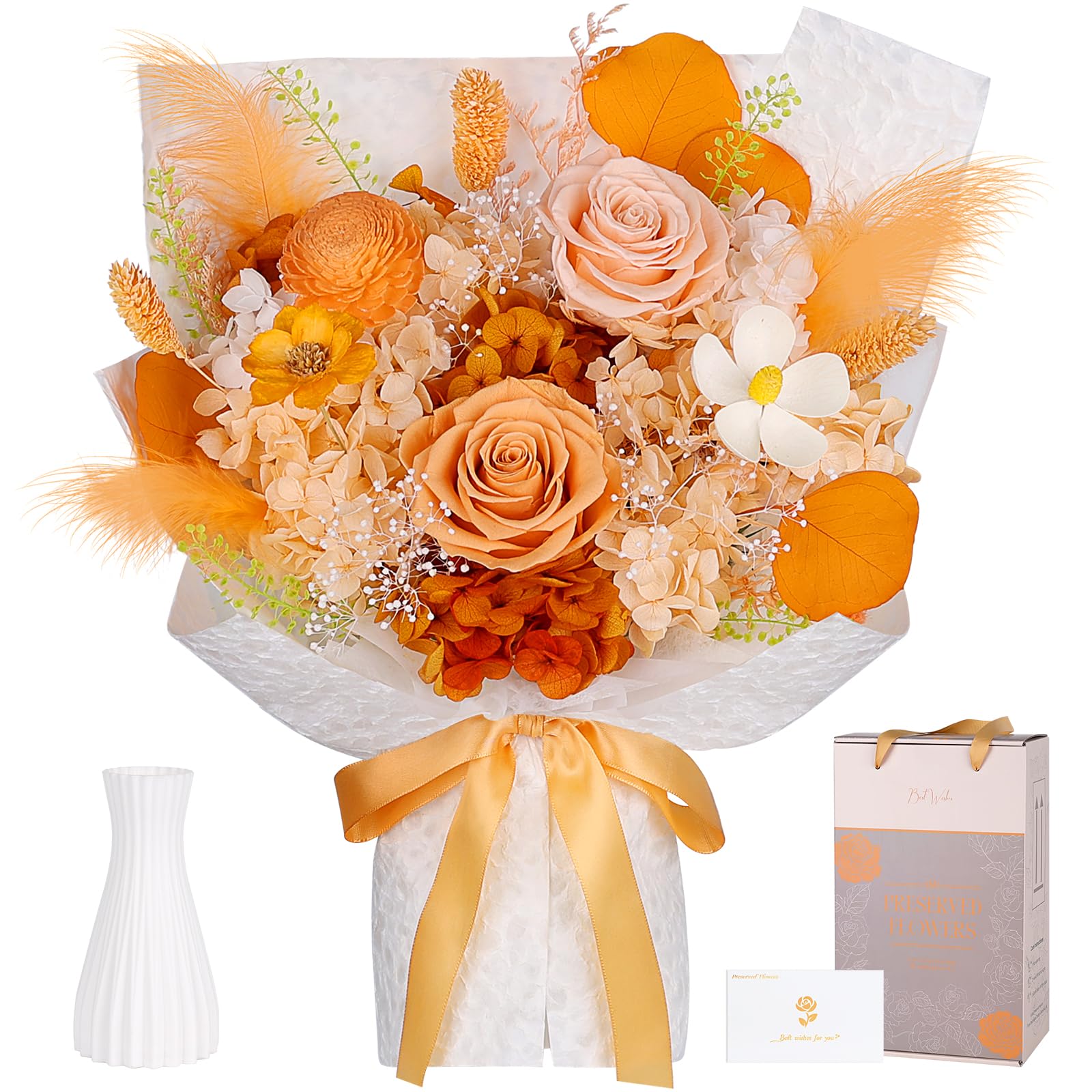 Preserved Flowers Bouquet - Forever Flowers for Delivery, Eternal Roses Bouquet That Last 3 Years, Flower Gifts for Women Mother