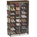Simple Houseware 8 Tiers Shoe Rack with 10 Hanging Side Pockets and Clear Cover, Bronze