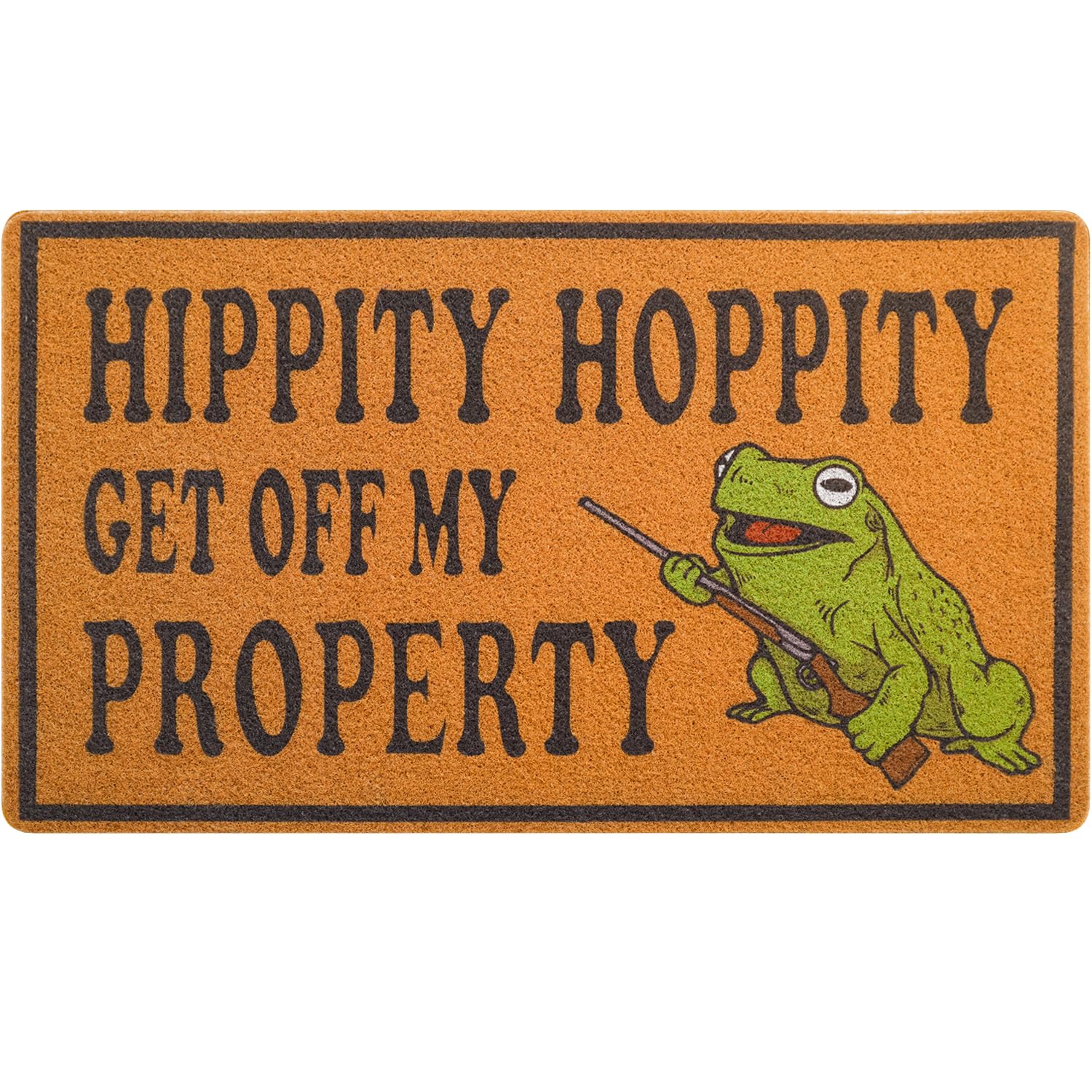 Funny Door Mat for Front Door, Frog Coir Doormat for Outside Entrance Hippity Hoppity Get of My Property Welcome mats 30x17 inch