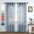 Dusty Blue Living Room Curtains 108 Inches Long 2 Panels Set Grommet Lightweight Voile Semi Sheer Weave Textured Natural Linen L
