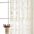 SLOW SOUL 2 Panels White European Style Sheer Curtain Embroidered Window Curtains Europe Floral Tulle for Living Room Bedroom wi