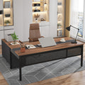 Tribesigns 70.8  Large Executive Office Desk and 47  Lateral File Cabinet Combo, L-Shaped Computer Desk 2 Piece Business Furnitu