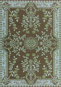 Mad Mats Traditional Outdoor Rug, Reversible Plastic Mat (5 x 8, Oriental Garland - Teal/Brown)