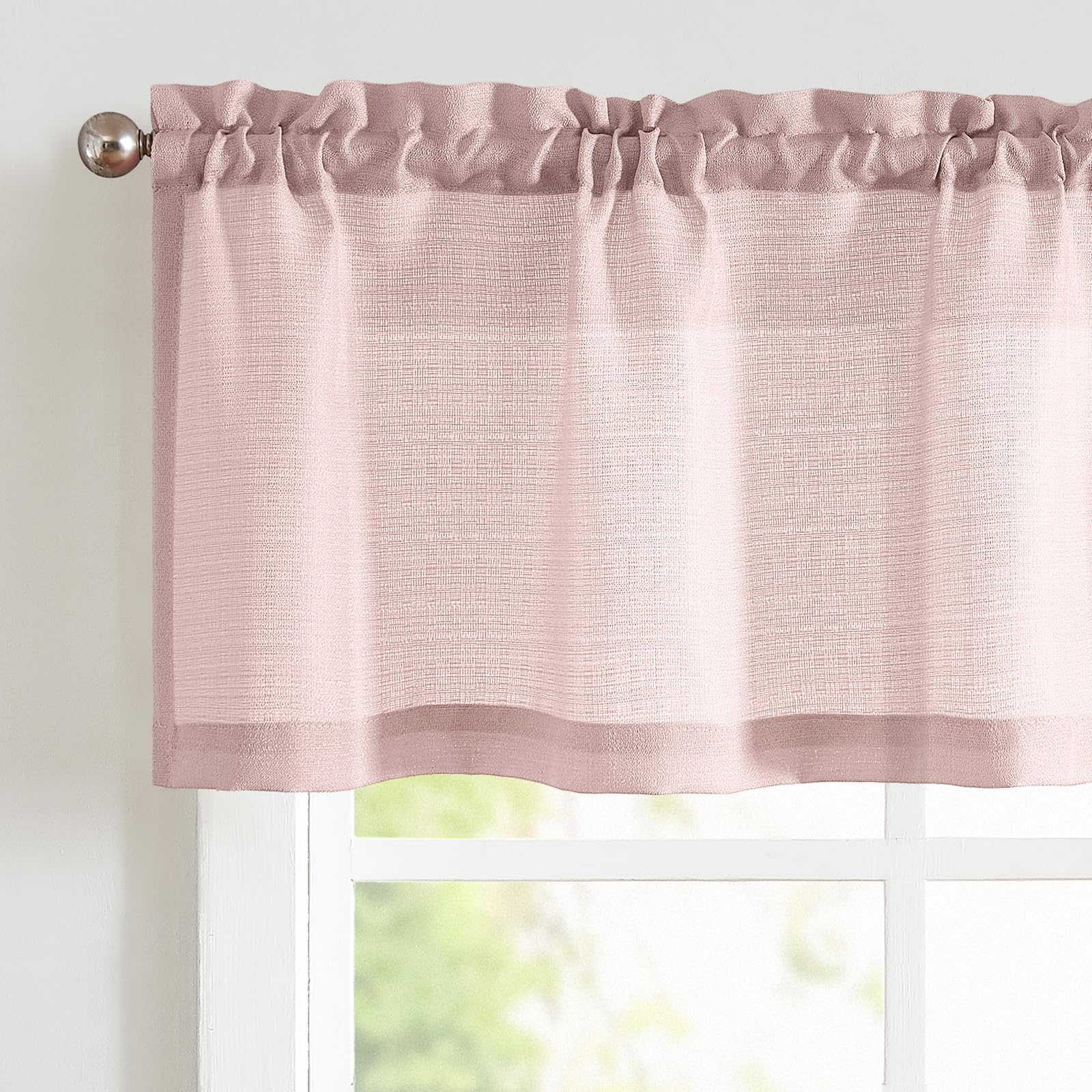 jinchan Casual Weave Valance Curtains for Kitchen Living Room Bathroom 18 Inch Linen Textured Semi-Sheer Window Valance Privacy 
