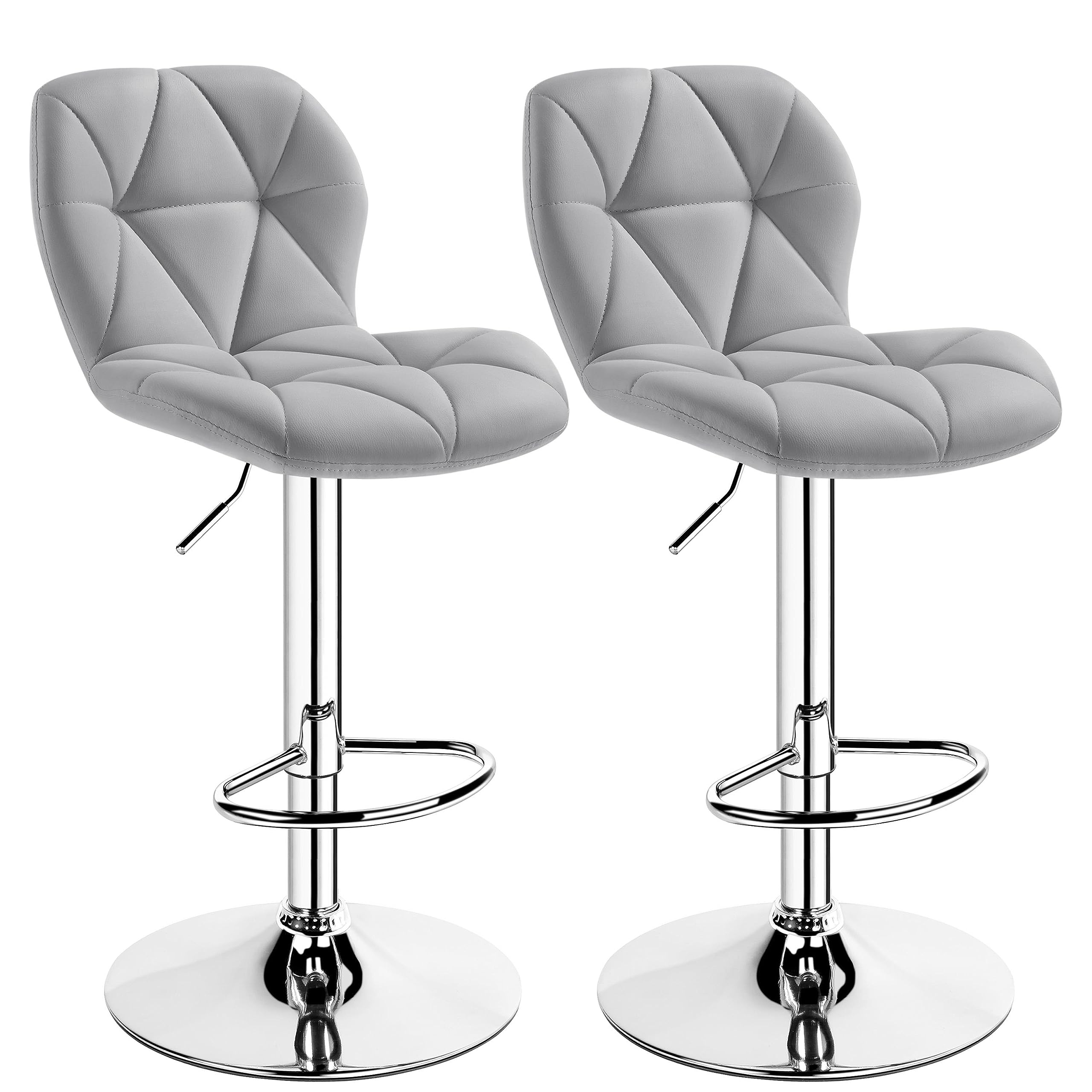 Yaheetech Bar Stools Set of 2, PU Leather Counter Stools Bar Chairs with Backrest, Height Adjustable Swivel Tall Bar Stools for 