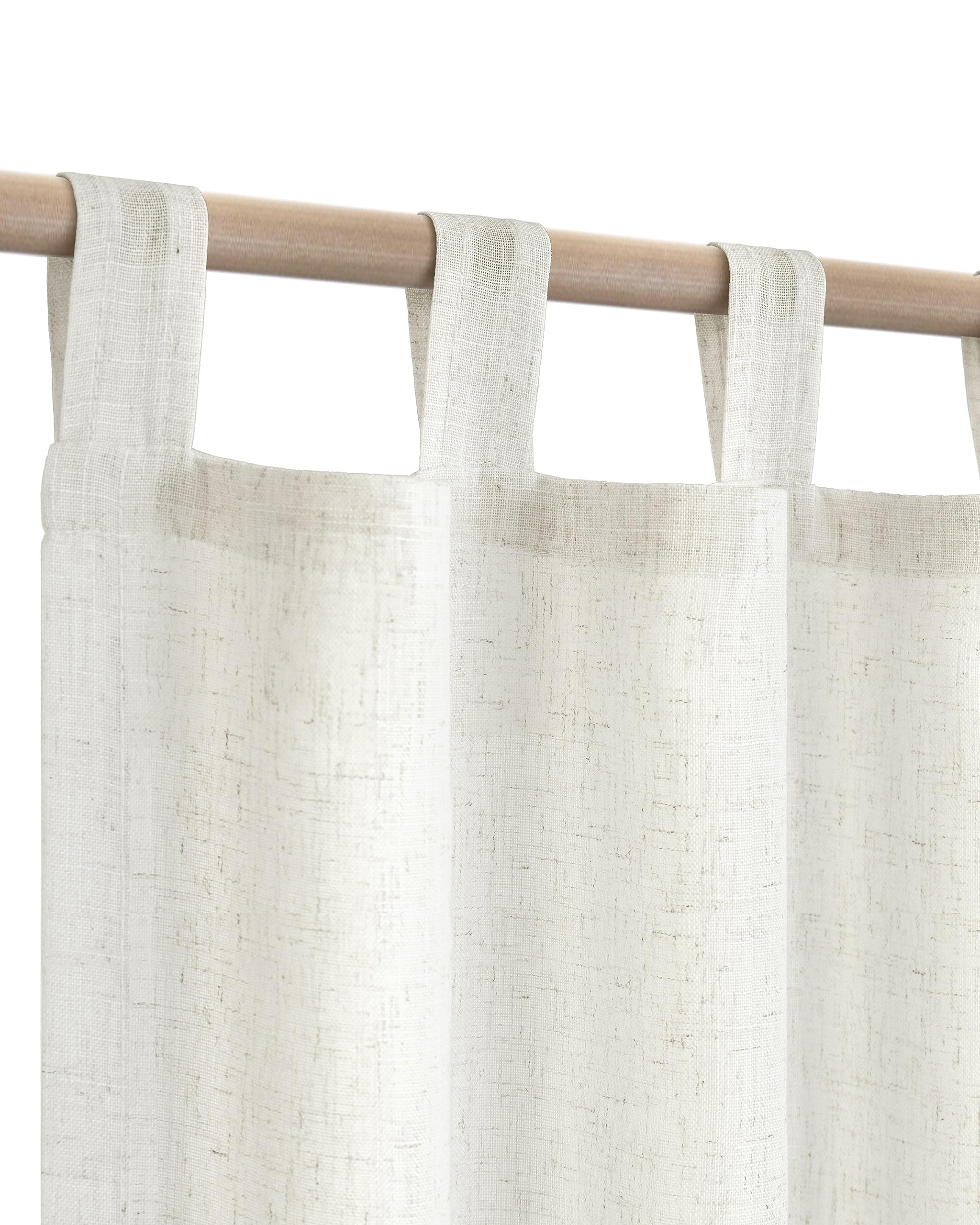 Cream Colored Sheer Curtains 54 Inch Length for Bedroom Master,Neutral Linen Semi Privacy Short Boho Coquette Cute Shabby Chic K