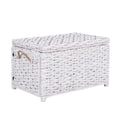 happimess HPM9003E Jacob 31.5 Handwoven Wicker Storage Trunk, Distressed White, Collapsible for flat storage, for Office, Dorm R