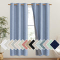 NICETOWN Stone Blue Vintage Linen 100% Blackout Curtains for Classroom, Thermal Insulated Curtains 72 Long, Noise Reducing Windo