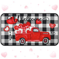 Zhanmai Valentines Day Welcome Mats Buffalo Plaid Doormat Red Heart Welcome Mat Indoor Entrance Cute Decorative Outdoor Doormats