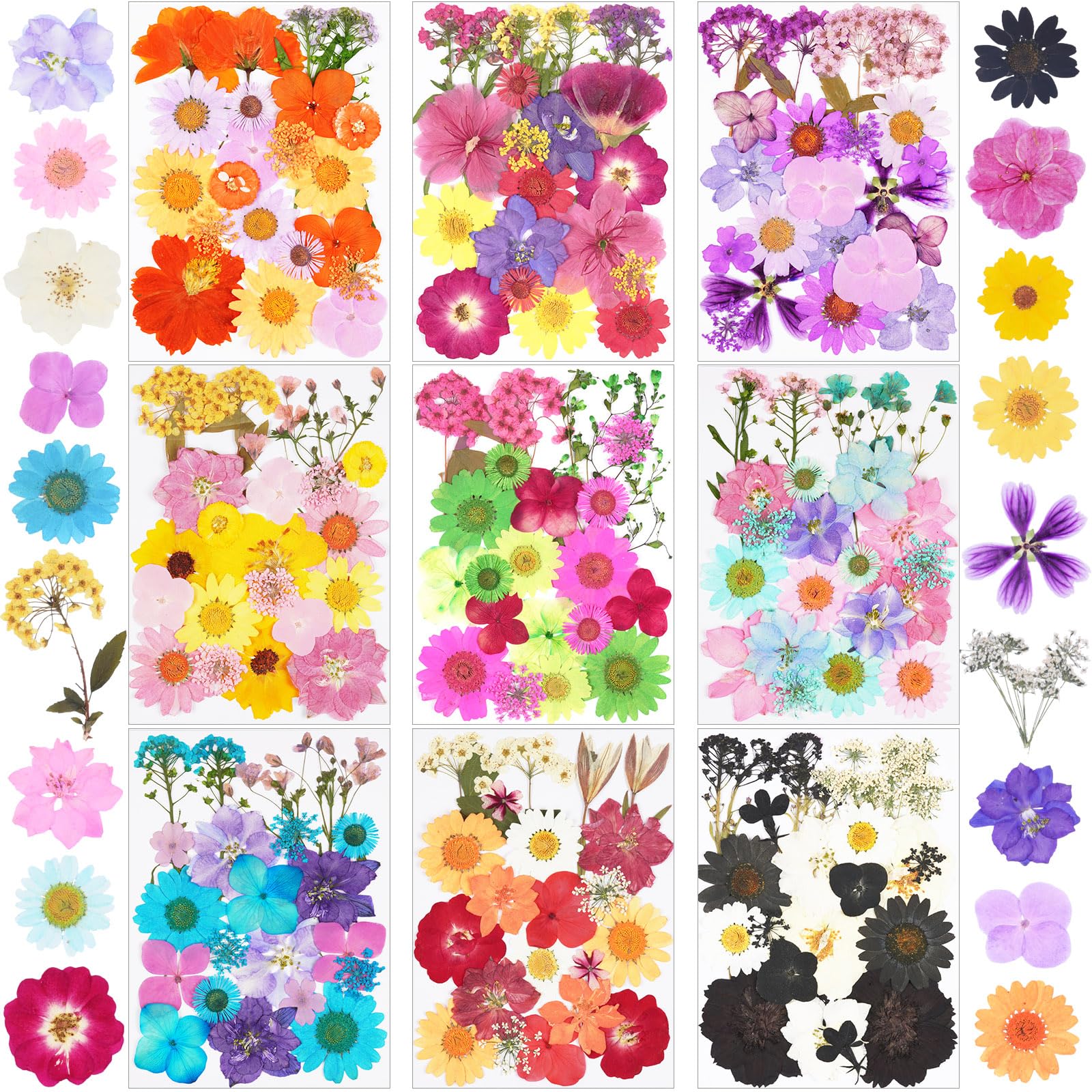 190Pcs Dried Pressed Flowers for Crafts,Xinxinran Dry Flower Kit for Resin Molds,Epoxy Resin Accessories,Bookmark,Nails, Jewelry
