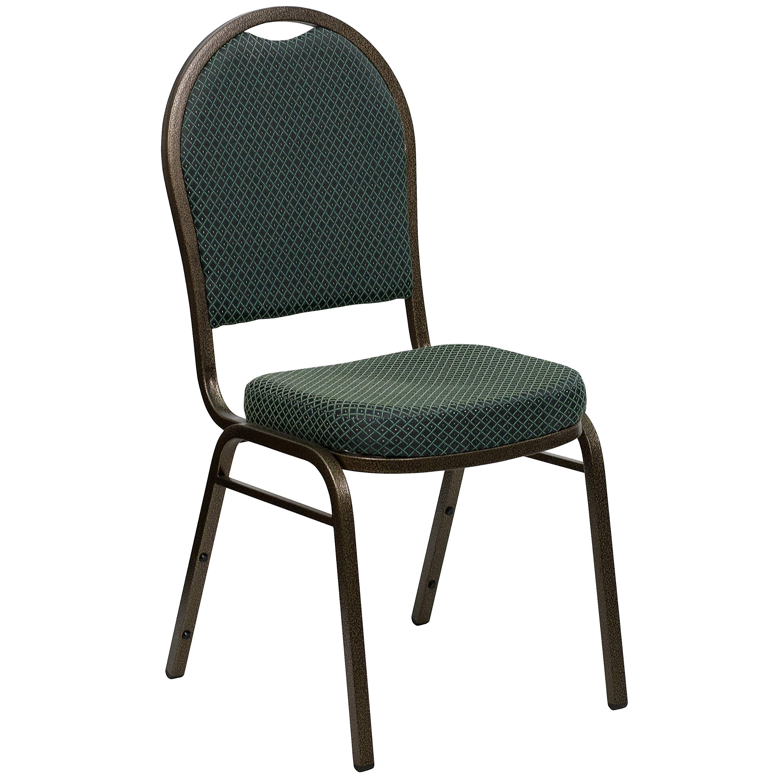 Flash Furniture HERCULES Series Dome Back Stacking Banquet Chair in Green Patterned Fabric - Gold Vein Frame