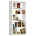IRONCK Geometric Bookcase 6-Shelf Industrial Bookshelf White Etagere Bookcase Tall Storage Display Bookshelf with Thicken Shelf 