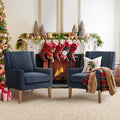 COLAMY Modern Wingback Living Room Chair Set of 2, Upholstered Fabric Accent Armchair, Single Sofa Chair with Lounge Seat and Wo