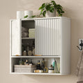 Furnideco 31W Over Toilet Storage Cabinet Modern Above Toilet Shelf Cabinet with Fluted Doors & Toilet Paper Storage Holder fo