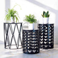 Y&M Set of 3 Nesting Metal Round Coffee Table, Side Table End Table for Indoor Outdoor Multifunctional Use,Heavy Duty Metal Plan
