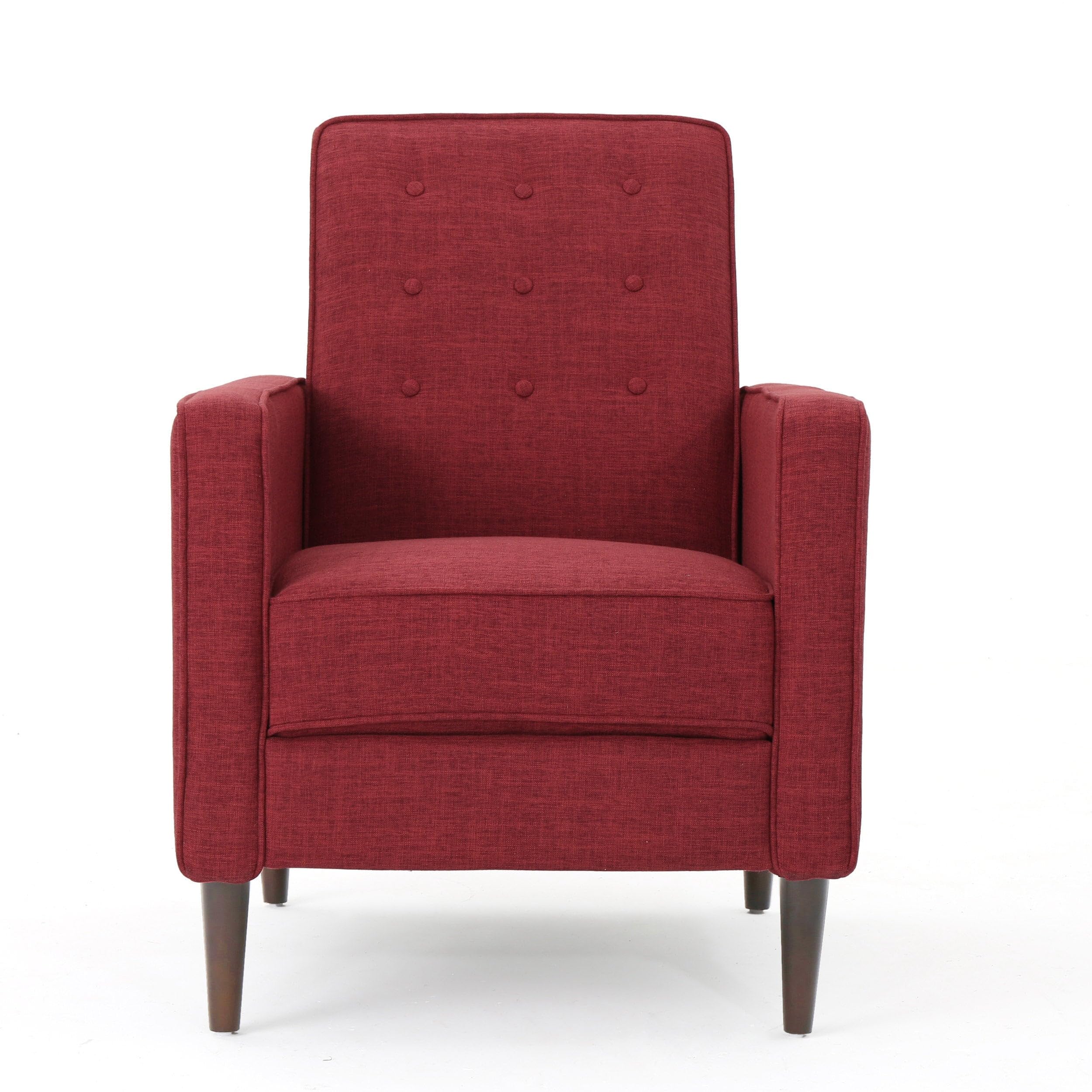 GDFStudio Mason Mid-Century Modern Button Tufted Fabric Upholstered Push-back Recliner Chair with Solid Wood Frame and Thick Pad