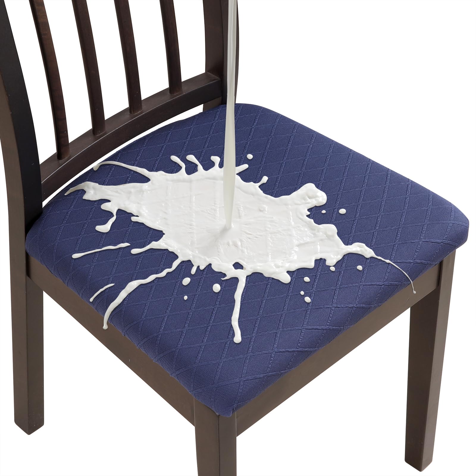 Fuloon Waterproof Seat Cushion Covers 6 PCS, Stretch Jacquard Chair Seat Covers Washable Dining Room Seat Slipcovers Removable K