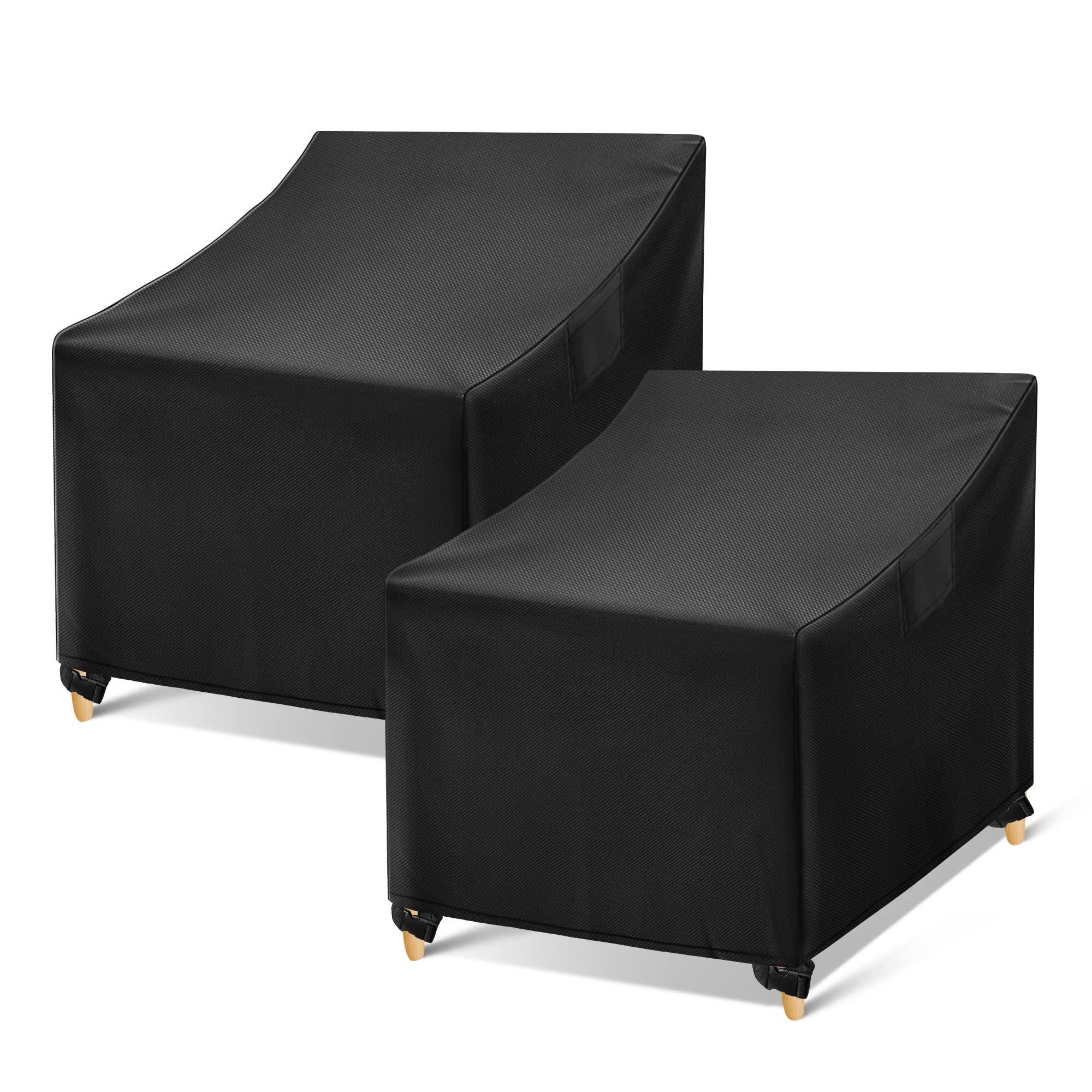 WLEAFJ Outdoor Chair Covers Waterproof, Black Lawn Patio Furniture Covers, Heavy Duty Patio Lounge Deep Seat Cover, 2 Pack - 33 