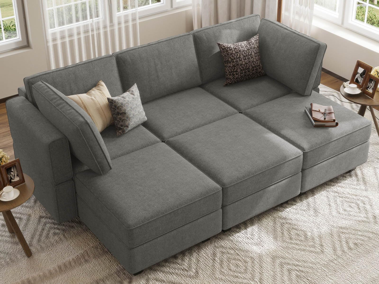 Belffin Modular Sectional Sofa Sleeper Modular Sectional Couch Sofa Convertible Sectional Couch Reversible Sofa Bed Grey