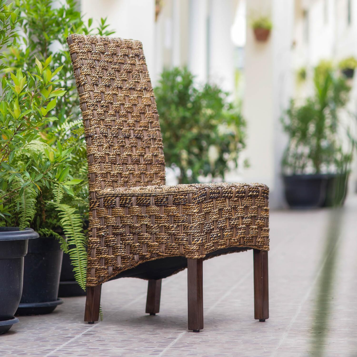International Caravan Furniture Piece Manila Abaca/Rattan Wicker Dining Chair (Set of 2)