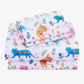 Viviland 3 Pieces Girls Pink Cat Twin Sheet Set - Soft Microfiber Fitted Flat Sheets & Pillowcase - Kids Colorful Floral Leaf Pr