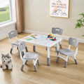 DOREROOM Toddler Table and 4 Chairs Set, Height Adjustable Kids Table and Chair Set, 31.5L x 23.6W, Marble Pattern & Graffit
