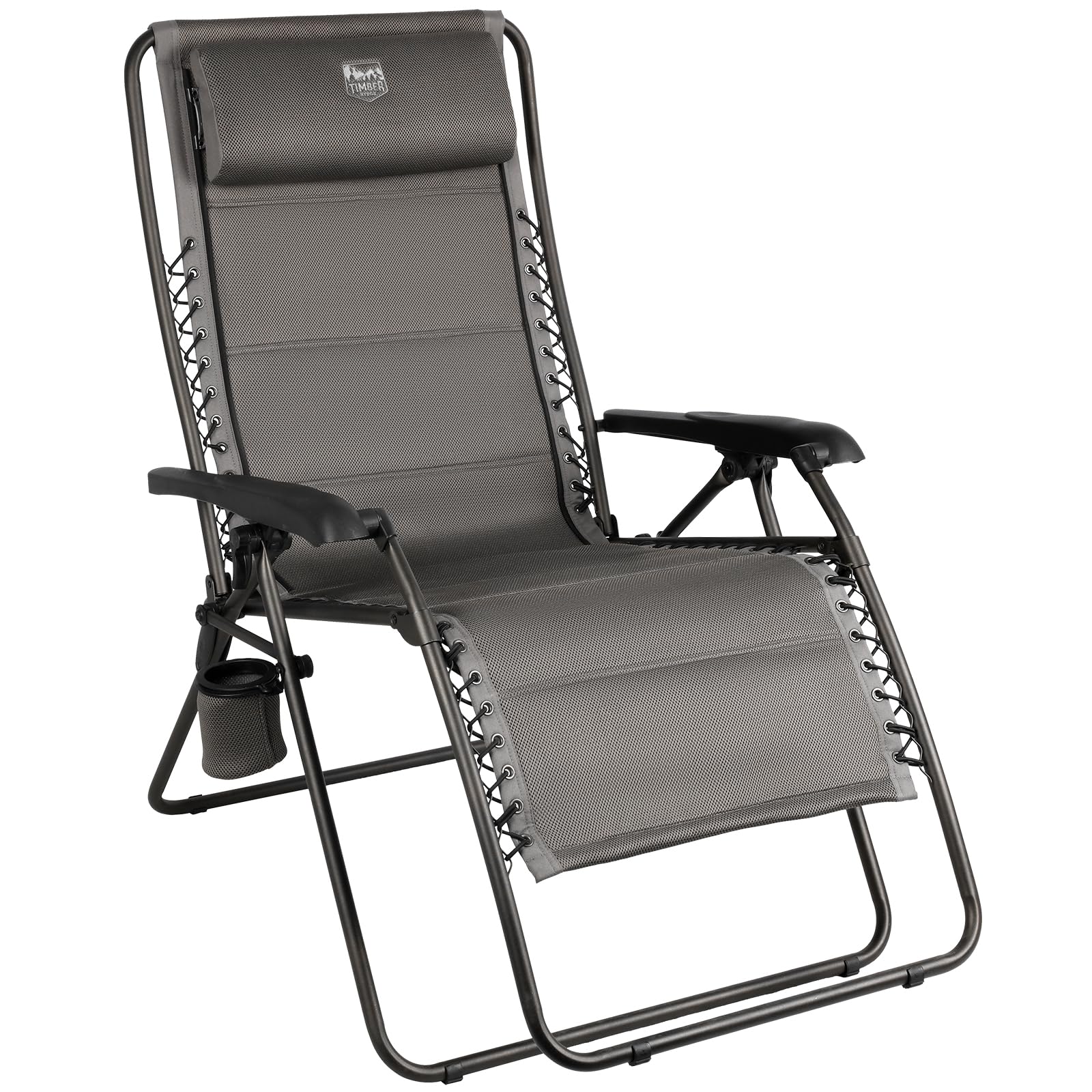 TIMBER RIDGE Zero Gravity Chairs, Folding Recliner Chair Padded with Cup Holder and Headrest, Adjustable Lounge Reclining Chair 
