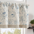 jinchan Linen Floral Valance Curtain for Kitchen Blue Flower on Beige for Windows Room Darkening Farmhouse Valance Double Layer 