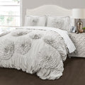 Lush Decor Serena Comforter Set, 3 Piece Set, Full/ Queen, Light Gray - Cute Comforter - Queen Bedding Set - Gray Comforter Quee
