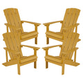 Flash Furniture Charlestown Poly Resin Adirondack Chair - Yellow - All Weather - Indoor/Outdoor - Set of 4