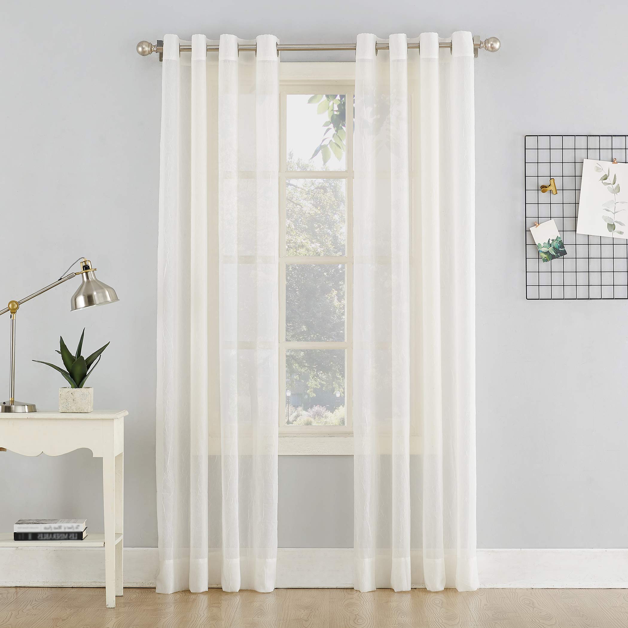 No. 918 Erica Crushed Sheer Voile Grommet Curtain Panel 51    x 84   