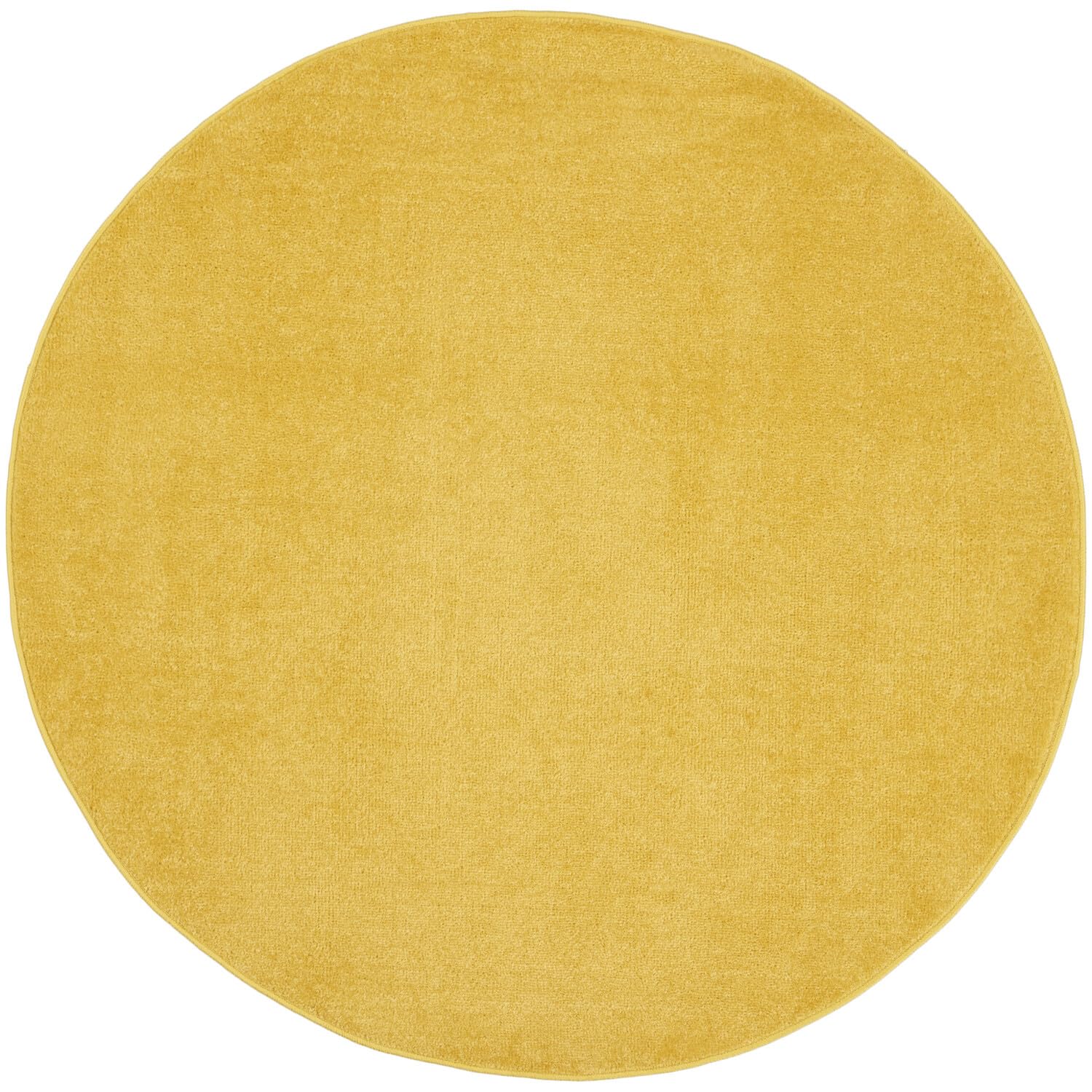 Nourison Essentials Indoor/Outdoor Yellow 4 x Round Area Rug, Easy Cleaning, Non Shedding, Bed Room, Living Room, Dining Room, 