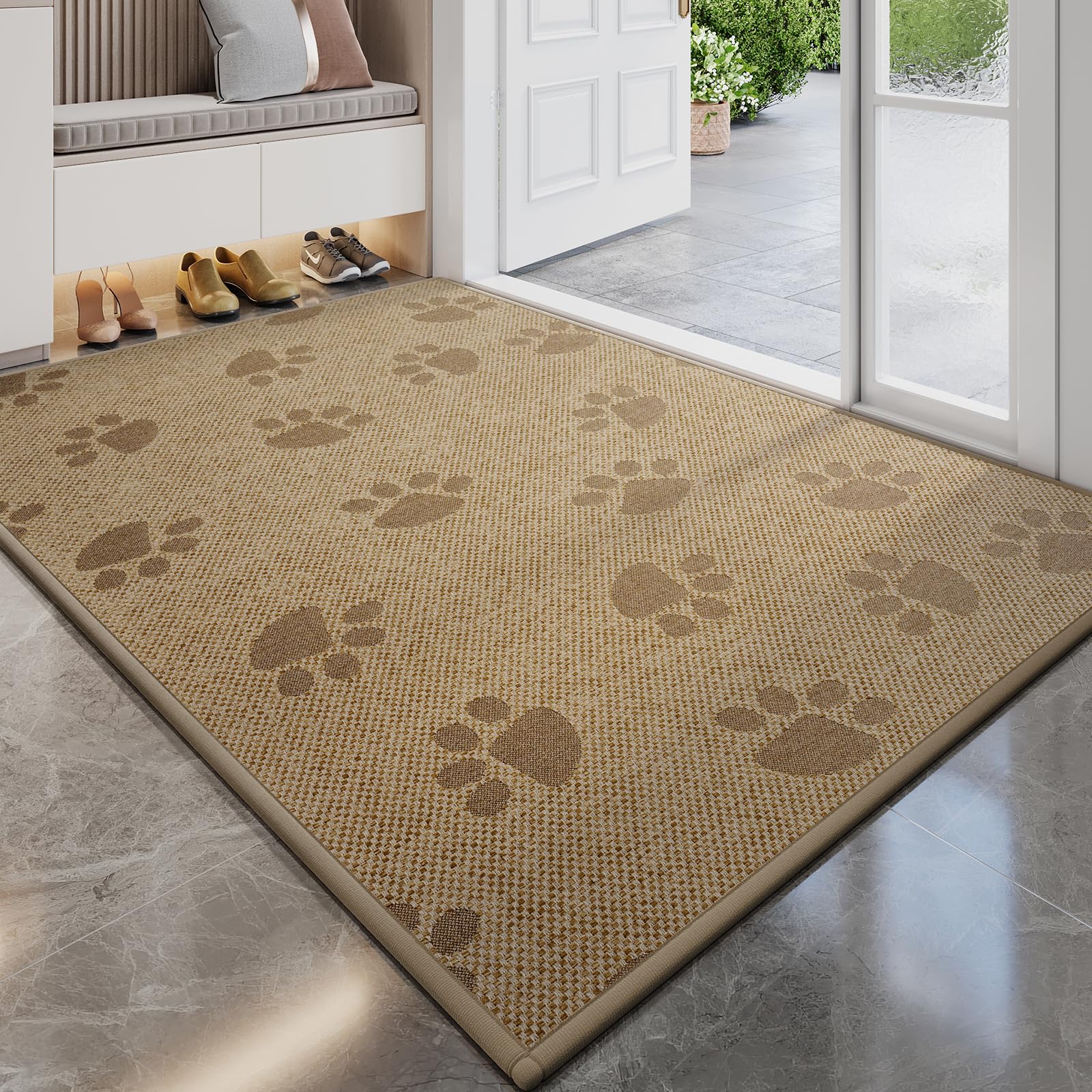 YDKGL Welcome Door Mat 17x30 Non Slip Rubber Backing Front Door Mat Indoor Entrance Dirt Trapper Low-Profile Doormat Absorbent W