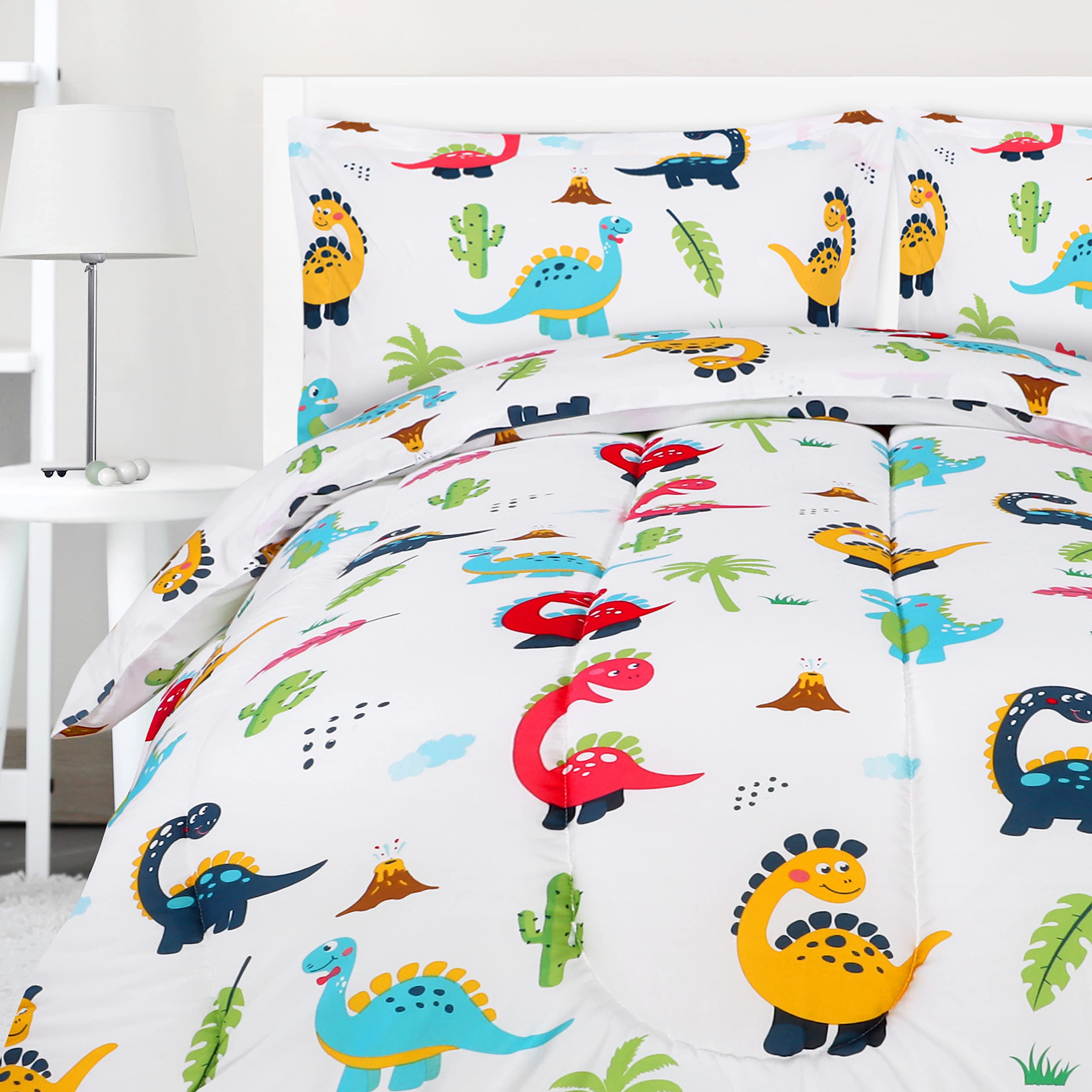Utopia Bedding All Season Dinosaur Comforter Set with 2 Pillow Cases, 3 Piece Soft Brushed Microfiber Kids Bedding Set for Boys/