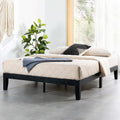 Mellow Naturalista Classic 12 Inch Solid Wood Platform Bed with Wooden Slats, Full, Black