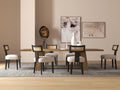 RIVOVA Rattan Dining Chairs Set of 6, Modern Dining Chairs Kitchen Dining Room Chairs, Curved Cane Back Upholstered Linen Fabric