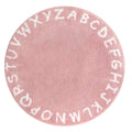 Lahome ABC Pink Round Rug for Girls Bedroom - 3ft Washable Small Classroom Rug Non Slip Alphabet Rug, Circle Nursery Rug for Kid