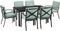 Crosley Furniture Kaplan 7-Piece Outdoor Dining Set for 6, Patio Table and Chairs for Backyard, Deck, Oiled Bronze with Mist Cus
