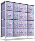 Sorbus Kids Dresser with 12 Drawers - Chest Organizer Unit with Steel Frame Wood Top & Handle, Fabric Bins for Clothes - Large F