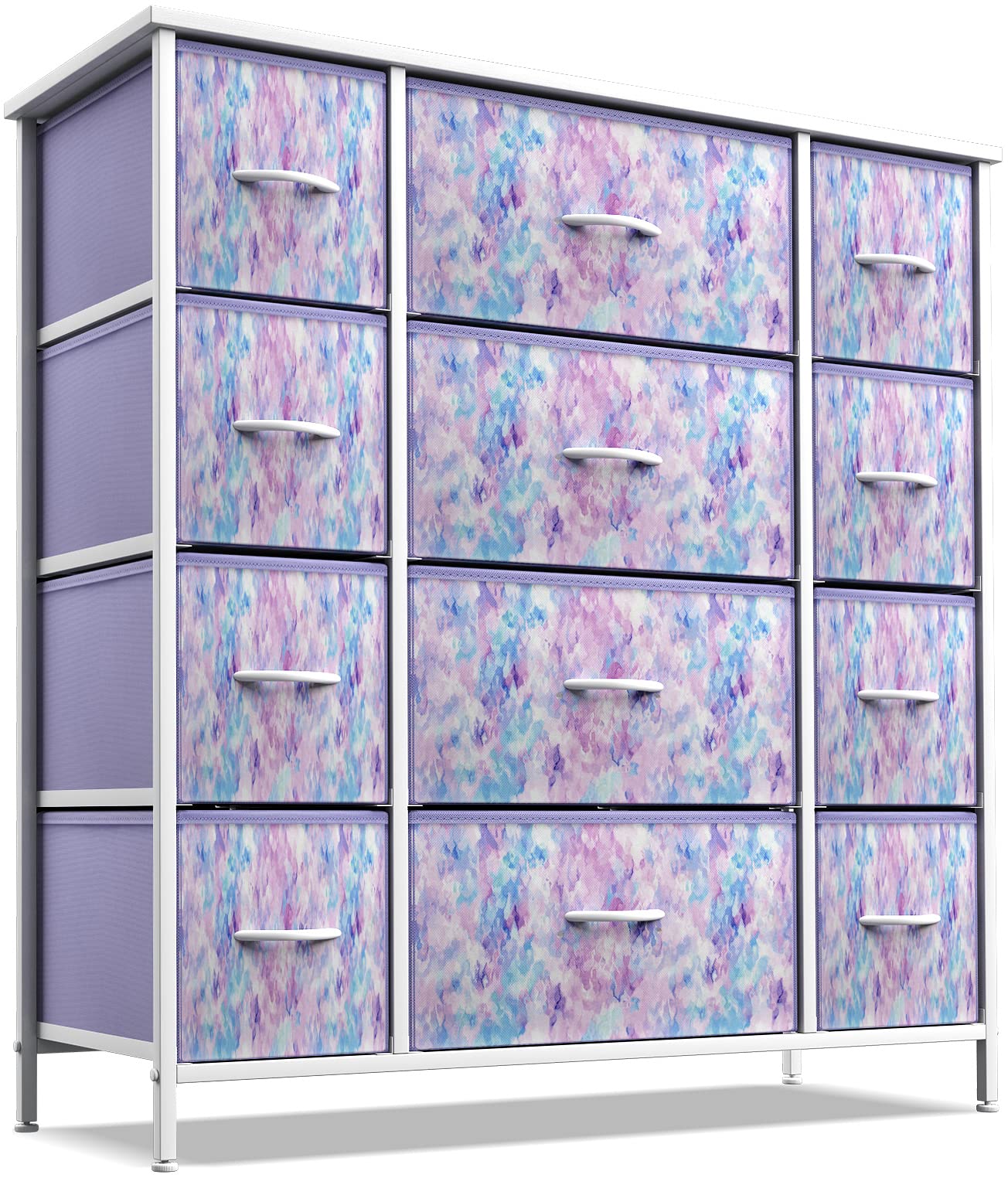 Sorbus Kids Dresser with 12 Drawers - Chest Organizer Unit with Steel Frame Wood Top & Handle, Fabric Bins for Clothes - Large F