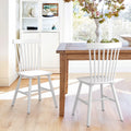 LUE BONA Windsor Dining Chairs Set of 2, Solid White Wood, Slat Back, Arm Rest, Cushion Availability