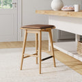 Nathan James Barker Classic Counter Height Wood Barstool with Leather Removable Cushion, Backless Island 24 Bar Stool for Kitche