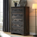 T4TREAM Farmhouse 5 Drawers Dresser for Bedroom, 48  Tall Wood Rustic Chest of Drawers with Natural Texture, Vintage Design, Sto