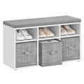 VASAGLE Shoe Bench with Cushion, Shoe Storage Bench with 6 Compartments and 3 Adjustable Shelves, Entryway Bench with 3 Storage 