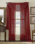 3 Piece Sheer Panel (2 Pieces 58 x 84) and Scarf Window (1 Pieces 37 x 216) Curtain Combo Set (Burgundy)